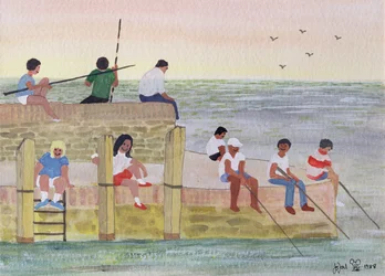 Angeln in der Dämmerung